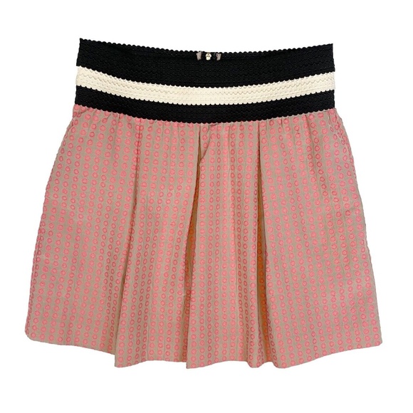 Maeve Anthropologie Polka Dot Pleated High Waisted Swing Skirt Size M Petite - Picture 1 of 15